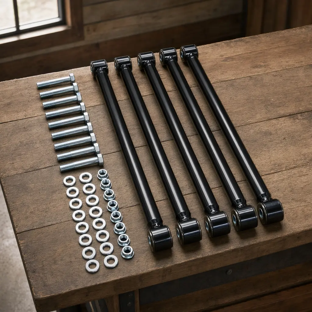 ARCH Universal Weld-On Rear Parallel 4-Link Suspension Kit for Trucks - 24-in Heavy-Duty Steel Bars, Adjustable Rod Ends, Black-Plated Steel, Full Bolt & Nut Set, Compatible with Rat Rods, Air Ride Systems