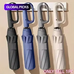 Automatic Folding Umbrella, 1 CountPortable Rain Umbrella with Loop Buckle, Windproof & Waterproof Umbrella for Men & Women