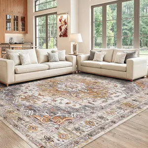 [Premium Quality Updated]ComiComi Vintage Large Area Rug,Soft Thick Rug,Machine Washable Rugs,Non-Slip,Stain Resistant Rugs for Living Room Bedroom,Upgrade Premium Durable TPR Backing Rugs, Clearance Large Area Rug,Various Size, Home Decor Item Rugs thin