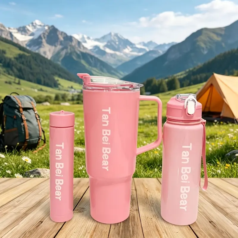 A set of 3 inspirational squeeze water bottles, suitable for fitness, with a capacity of 50.72oz + 30.43oz + 10.14oz