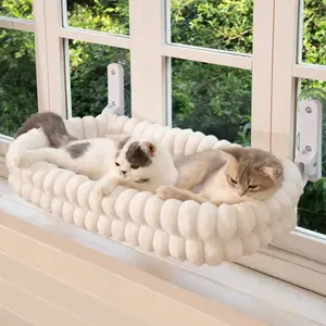 #SummerVibes #petlovers Folding Cat Hammock for Home Window - Cordless, Machine Washable Bed, Robust Metal Frame, Strong Suction Cups，Cat Window Perch for Kittens, Cats and Small Dogs