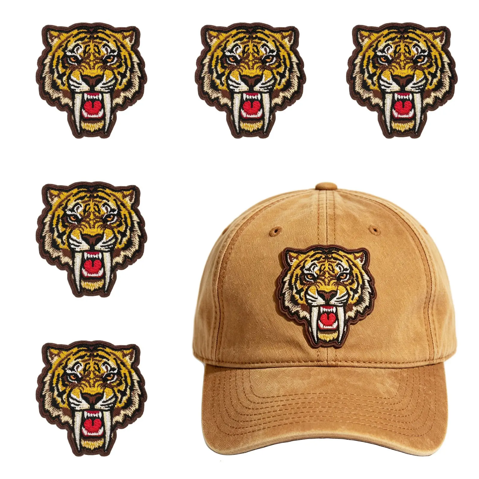 3pcs Tiger Head Design Heat Transfer Iron-On Patches, 6.4x6.7cm, DIY Decoration, Versatile Use for Jackets, Backpacks, Hats, Clothes, Jeans, Sewing & Ironing