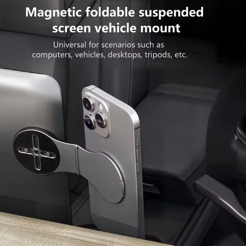 New Ultra-Thin Aluminum Magnetic Folding Floating Screen Car Mount, Dual-Sided Magnetic Phone Holder, Multi-Functional Tablet Laptop Stand