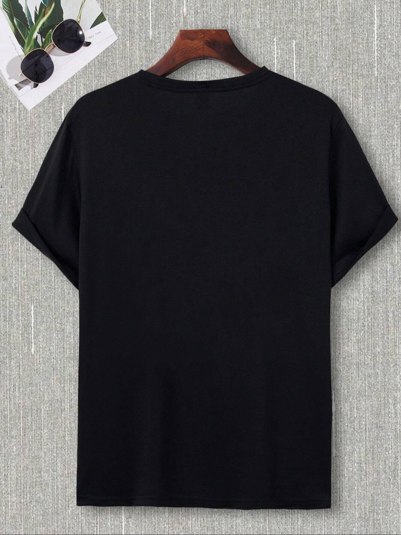 Men's Letter Print Round Neck Sleep Tee, Casual Short Sleeve Crew Neck Sleep Top for All Seasons, Regular Fit Sleepwear for Men, Fitted, Menswear