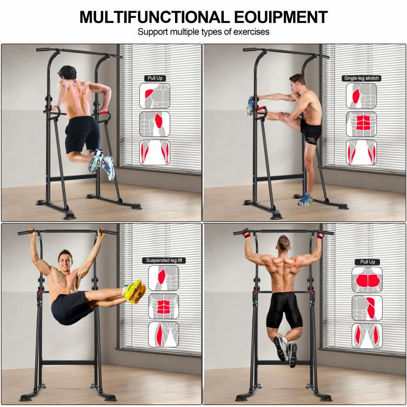 Pull-up bar and double-bar pull-up machine, strength training tower, specifically for home gyms, height-adjustable heavy-duty multi-functional strength training and fitness equipment