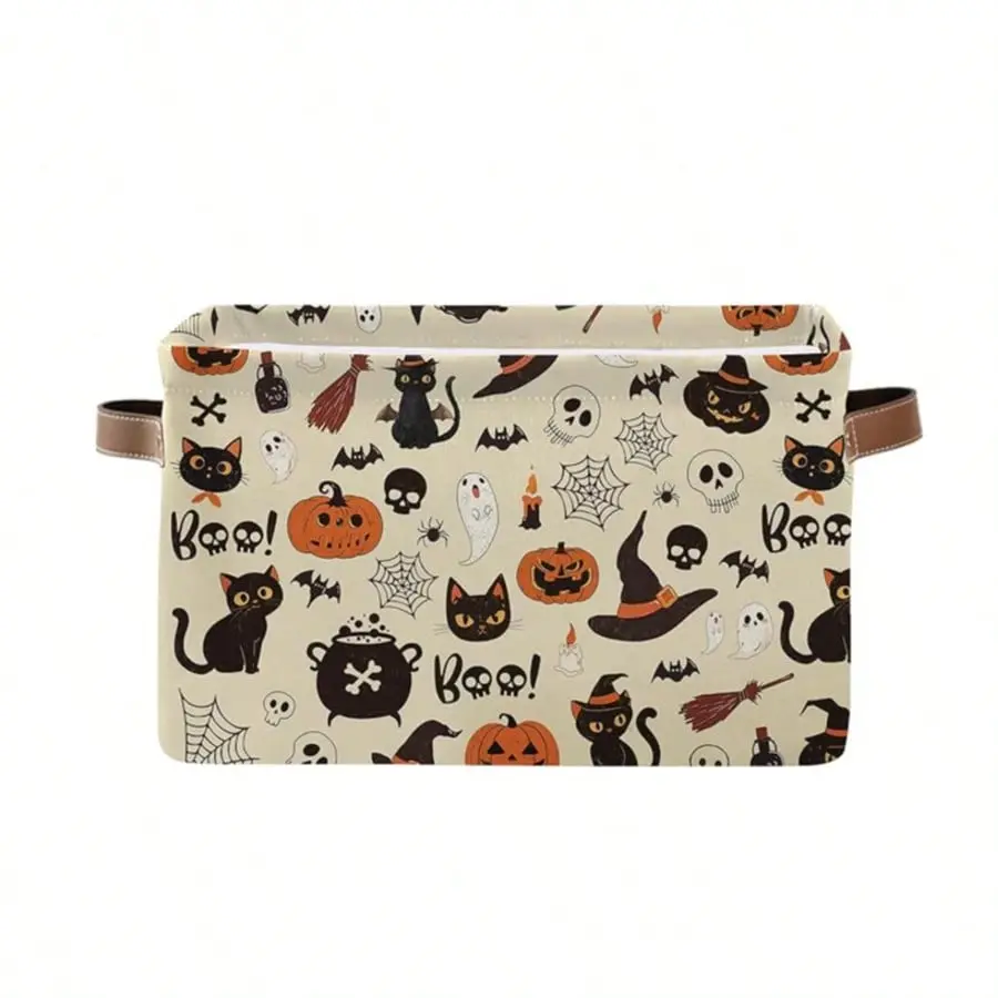 Halloween Basket - Foldable Pumpkin Storage Basket - Black Cat Storage Box Toy Decoration - Halloween Basket Fillers - Cute Spooky Basket For Clothing Storage, Gifts, Books, And Toys