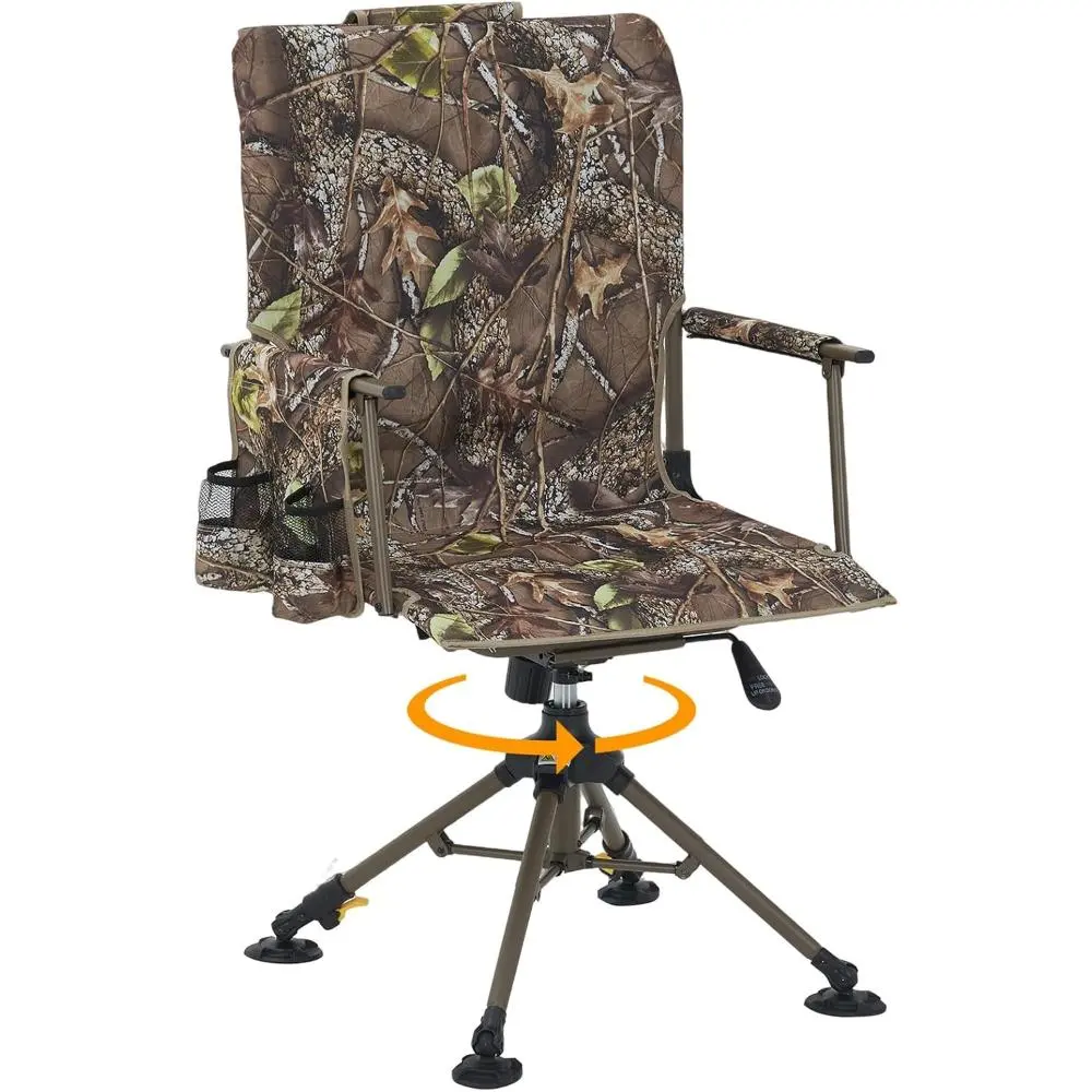 Gaomon 360° Swivel Hunting Chair – Silent Folding Stool with Carrying Strap | Heavy Duty 330LBS Capacity, No Assembly Required, Portable Ground Blind Seat for Deer Hunting, Camping, Fishing
