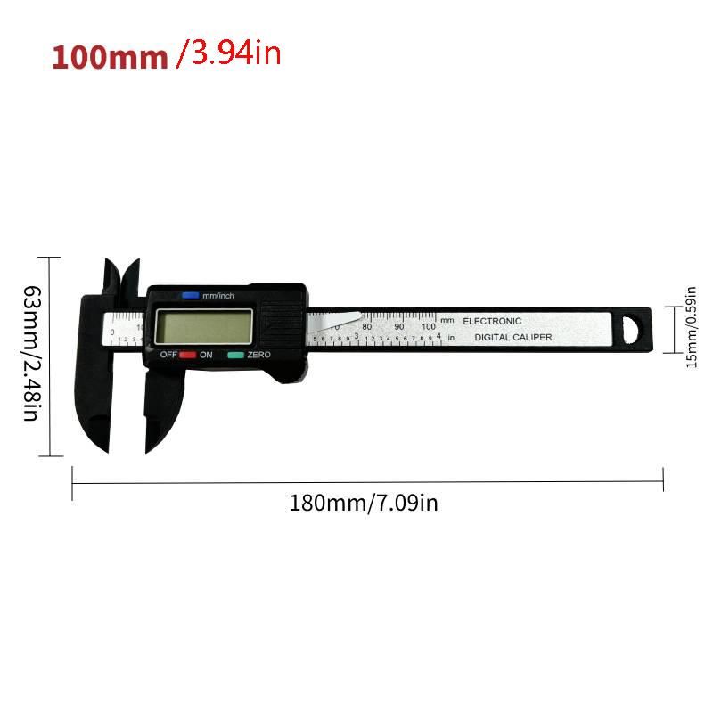 100mm Electronic Digital Caliper, Carbon Fiber Dial, Vernier Caliper, Micrometer, Measurement Tool, Digital Ruler