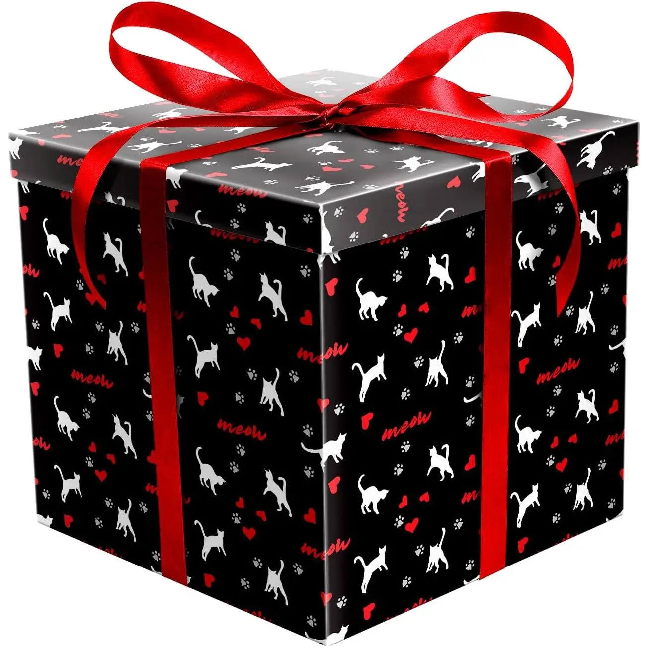11.8" Large Valentines Day  Box with Lid Ribbon Paper Filler for Women Men Valentine's Day Birthday Anniversary -  Black
