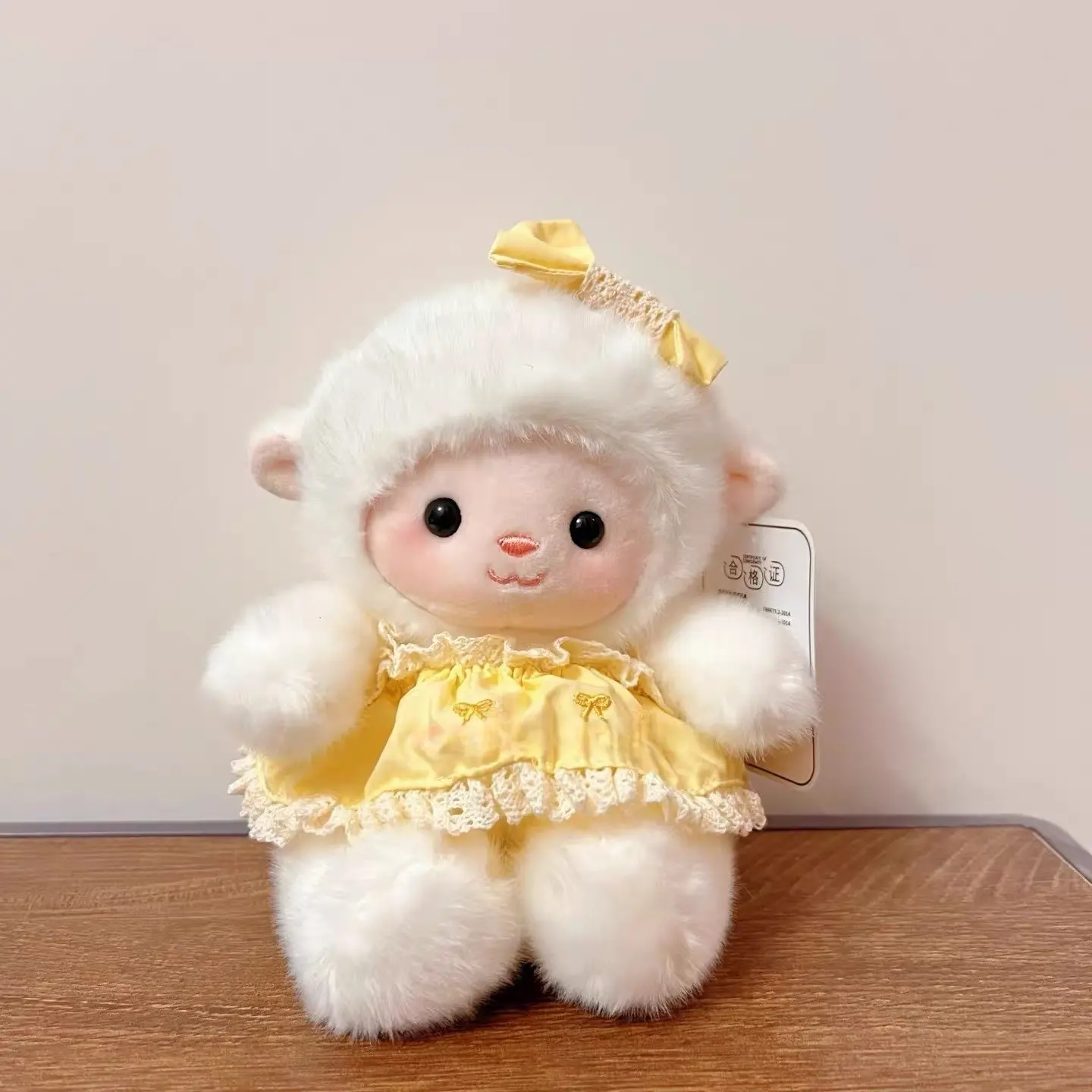 6.3in Cute Plush Doll with Bow and Lace Dress, Super Soft Fluffy Stuffed Animal Toy Gift, Ideal for Kids' Comfort and Playtime