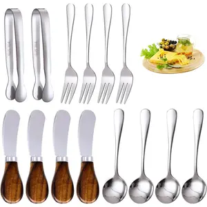 Charcuterie Accessories (14 Pcs), Cheese Spreaders for Charcuterie Board, Mini Serving Spoons, Forks and Mini Serving Tongs - Charcuterie Utensils for Butter, Cheese and Pastry Making