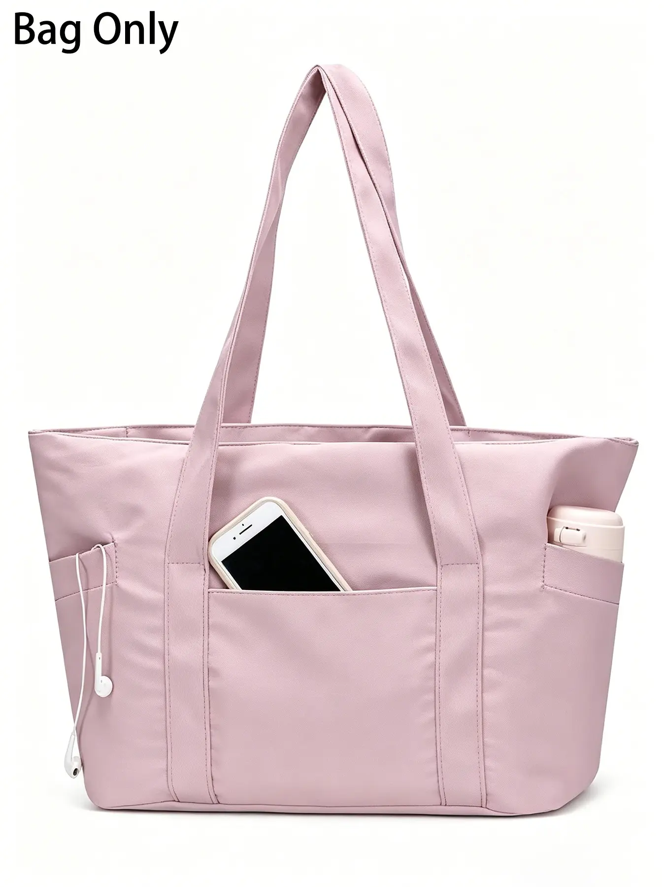 Plain Simple Tote Bag, Everyday Tote, Multi-Pocket, Multifunctional, Large Capacity, Durable Commute Bag, Ideal for Daily Commute and Campus Use, Fashionable and Practical