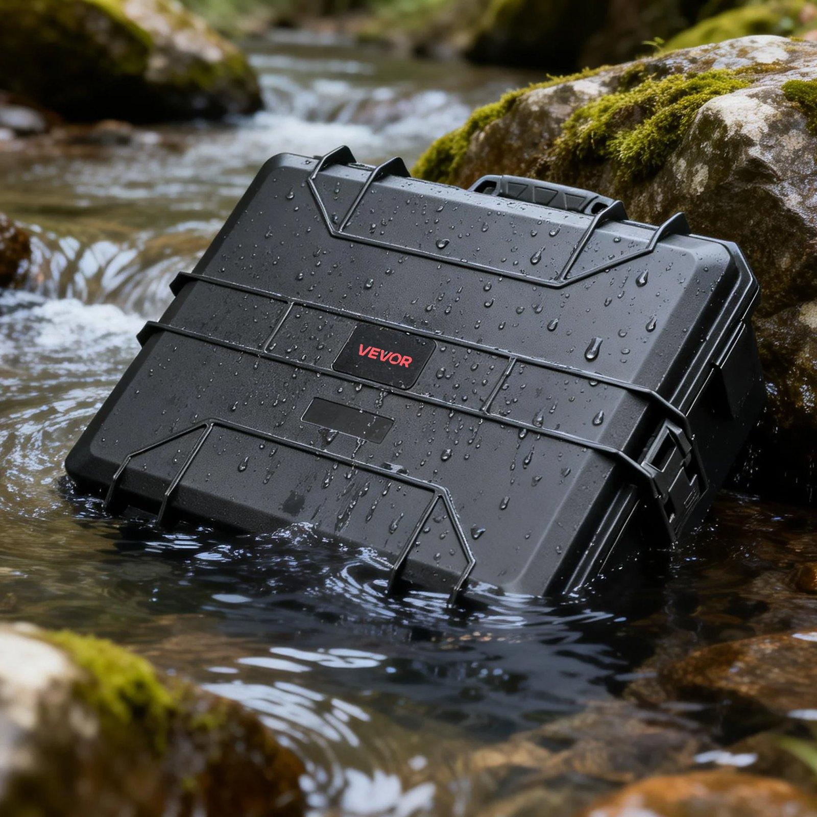 VEVOR Hard Pistol Case, Heavy Duty Hard Gun Case with XPE Foam Lining, Waterproof Pistol Storage Box with Customizable Interior & Handle for Gun, Lenses, Camera, Gear, TSA Compliant, 21.9x17.9x8.8 in