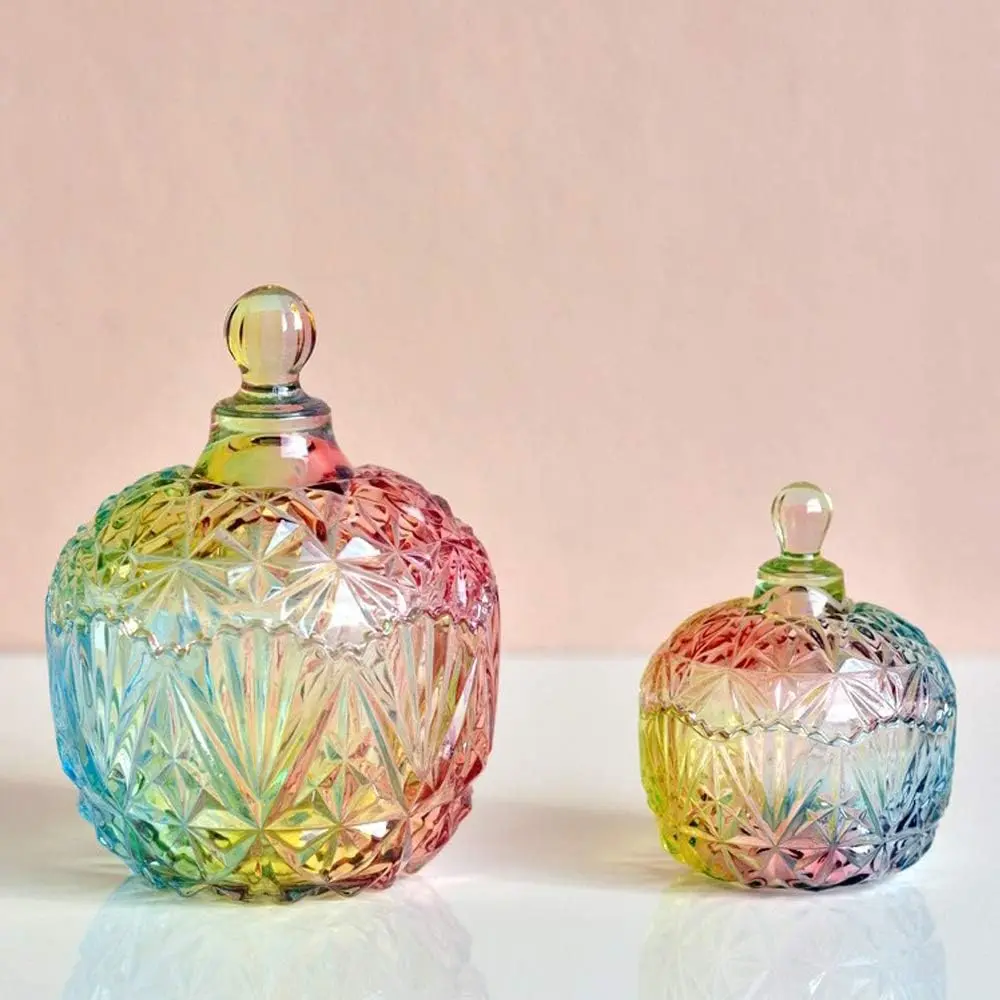 1Pc Colorful Glass Storage Jar with Lid - Home Organizer Bottles, 750ml/26oz Container Ideal for Candy, Jewelry Storage, Wedding Gift