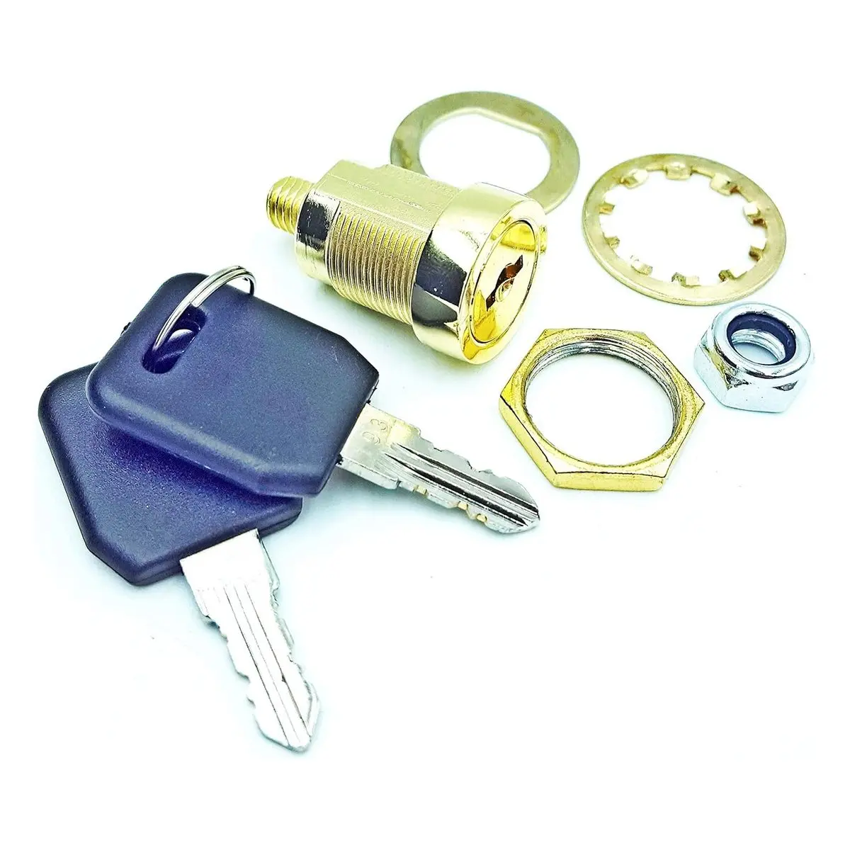 Bright Brass Replacement Lock for Stack-on Cabinets & Tool Chests - Durable Metal Construction, Brass Finish, Keyed Alike, 2 Keys Included, Easy Install, with Mounting Hardware