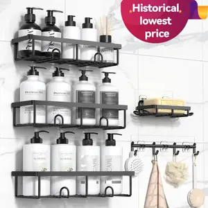 5 Pack Shower Caddy Shelf Bathroom Shower Organizer Rack No Drilling Multifunctional Organizer,corner shower shelf
