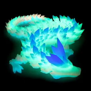 3D Printed Dragon - 24 inch Large Pearly Sheen Articulated Dragon Fidget Toy, 3D Printed Gift for Birthday, Figurine Decor(Glow Rainbow)fidget toys