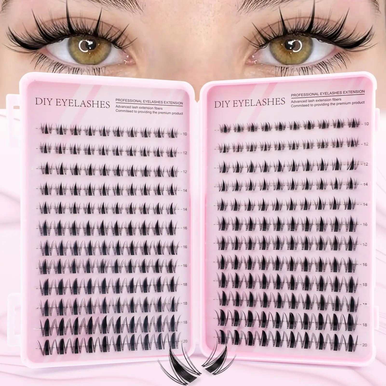 240 pieces of false eyelash extension kit, self-made tufted eyelash set, natural modeling, animation and cross design, C-roll eyelash for beginners, reusable, suitable for any occasion, Diy Eyelashes Clusters, Diy Eyelash Extensions