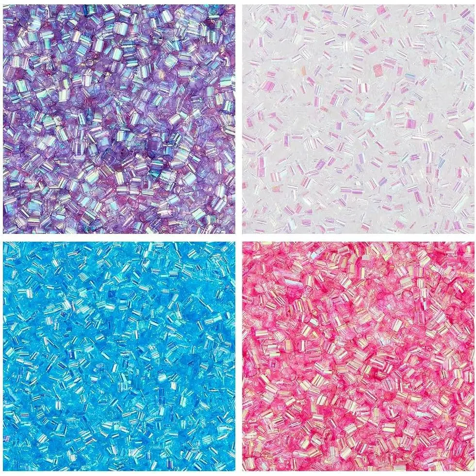 80G 4 Colors Crispy Bingsu Beads Iridescent Soft Straw Tube Beads  Glitter Plastic Bead  Crunchy  Microbeads Supplies for Adult, 1 Color/Bag