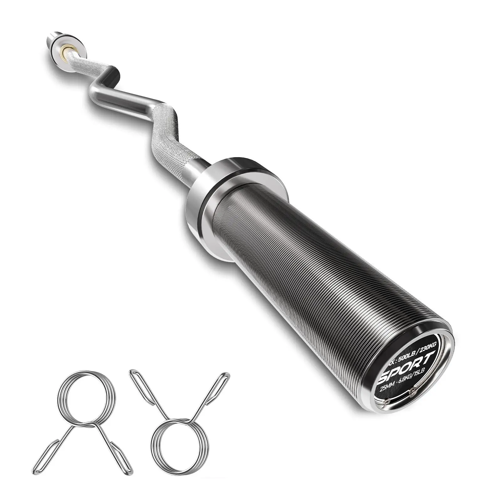 47-Inch EZ Curve Bar, Heavy-Duty Steel Olympic Barbell with 700 lb Capacity, Ergonomic Design with Knurled Grip for Home Gym Strength Training and Upper Body Workout, Gym Stuff, Home Gym Equipment