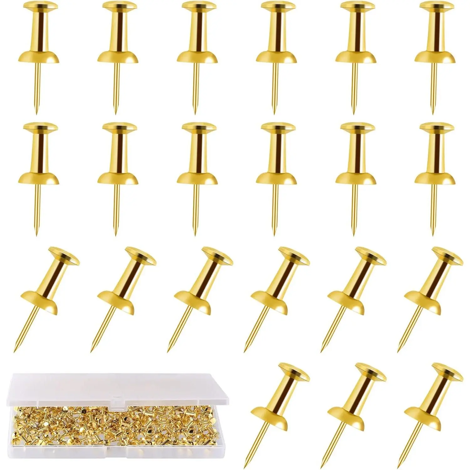 200 Count  Push Pins - Standard Plastic  Steel Point Thumb Tacks for Bulletin Board, Cork Board, Wall  - Decorative Office Supplies