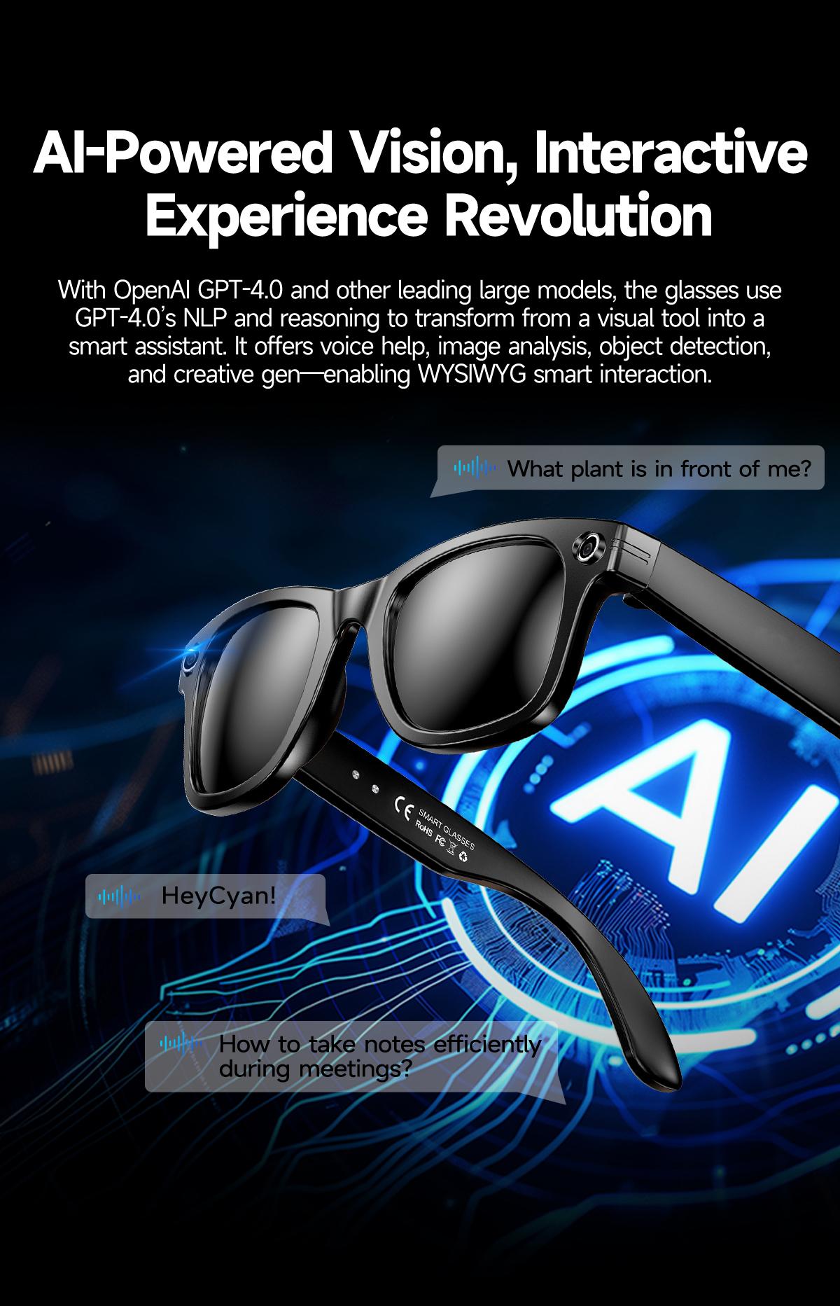 2026 New Upgrade Smart glasses  Bluetooth Camera Sunglasses with Voice Assistant Video Recording AI Photo Recognition  Call Translation   Men Women