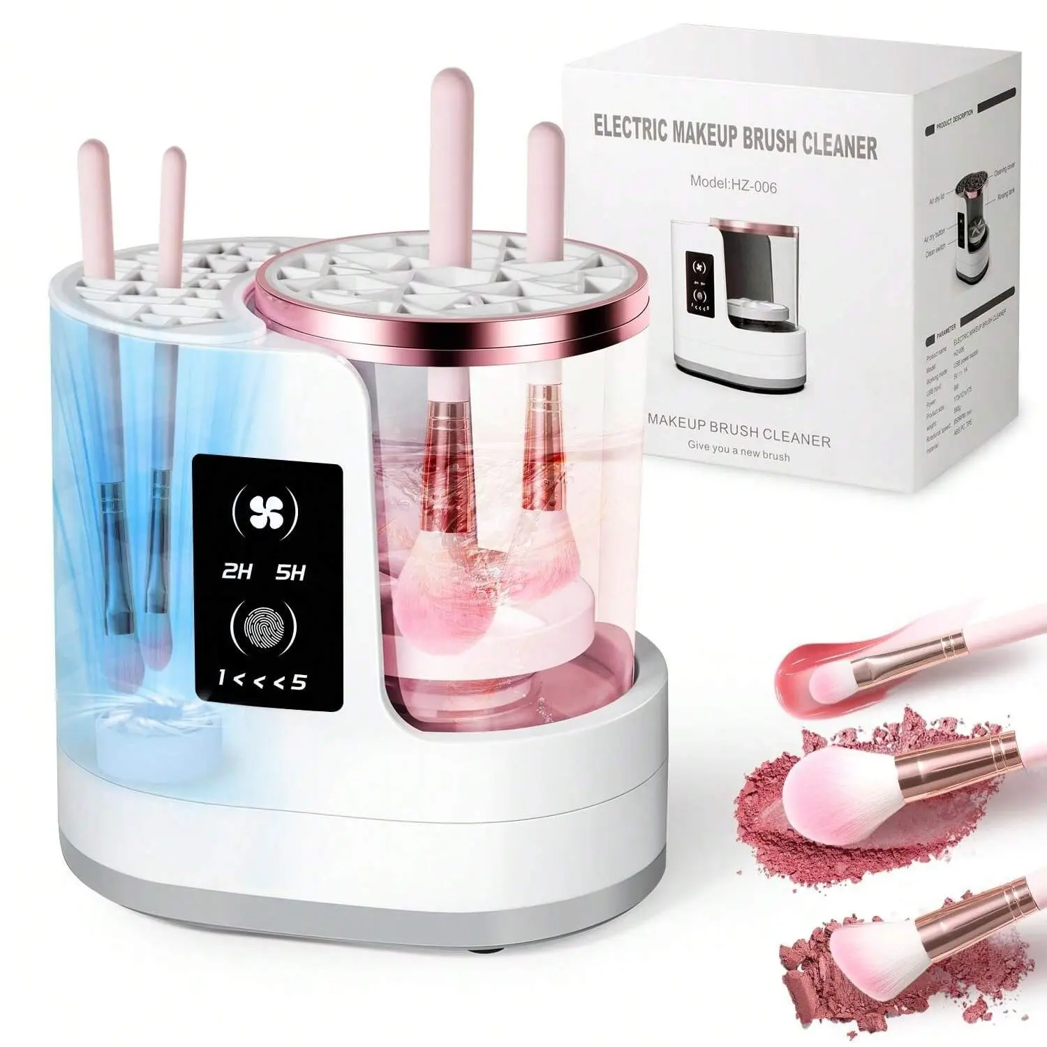 3-In-1 Electric Makeup Brush Cleaner, Portable USB Auto Cleaning Tool, Automatic Brush Washer, Includes Drying Rack, Suitable for Various Sizes of Beauty Brushes