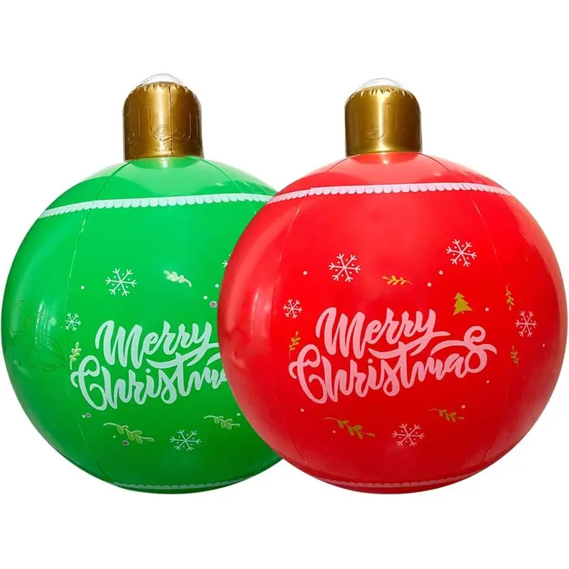Set of 2 Giant 19 Inch PVC Inflatable Christmas Ornaments, Outdoor Inflatable Holiday Props, Christmas Yard & Outdoor Decorations