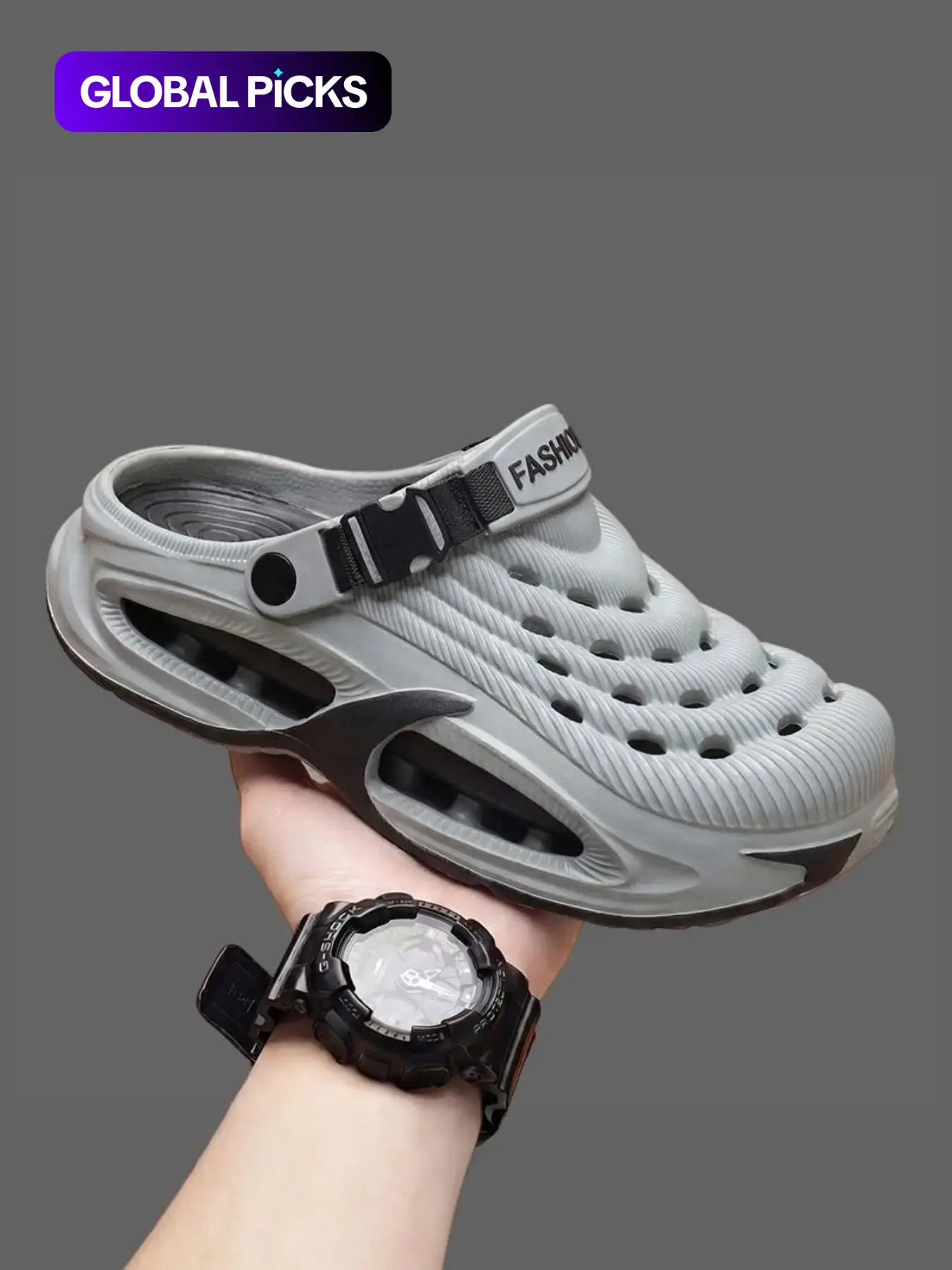 Men's Fashion Outdoor Breathable Slip-On Shoes, Slipper Shoes, Cool Slippers, Thick Bottom Slippers, Thick-Sole Lightweight Comfort Clogs, EVA Clogs, Casual Summer Footwear, Stylish Hollow Out Design