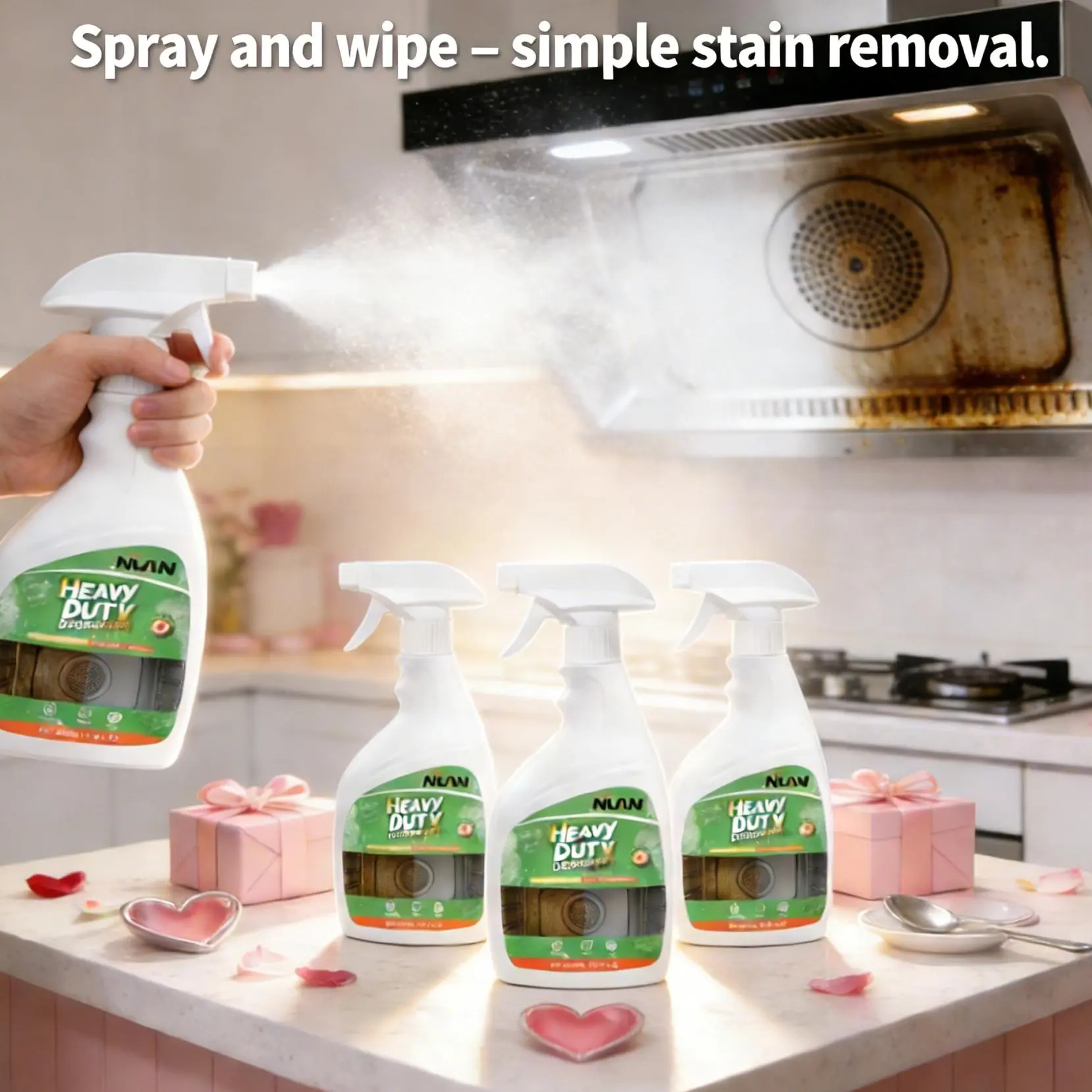 NUAN Heavy Duty Liquid Household Degreaser - All Purpose Cleaner, Grease Dirt Remover, Fast Action Kitchen Cleaning Spray for Stubborn Kitchen Oil Stains - MY0522, No