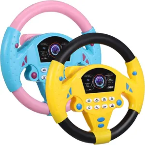 PCS Kids Simulated Steering Wheel Toy, Pretend Driving Racing Game with Lights & Music, Early Educational Toy for Boys Girls Ages 4–6
