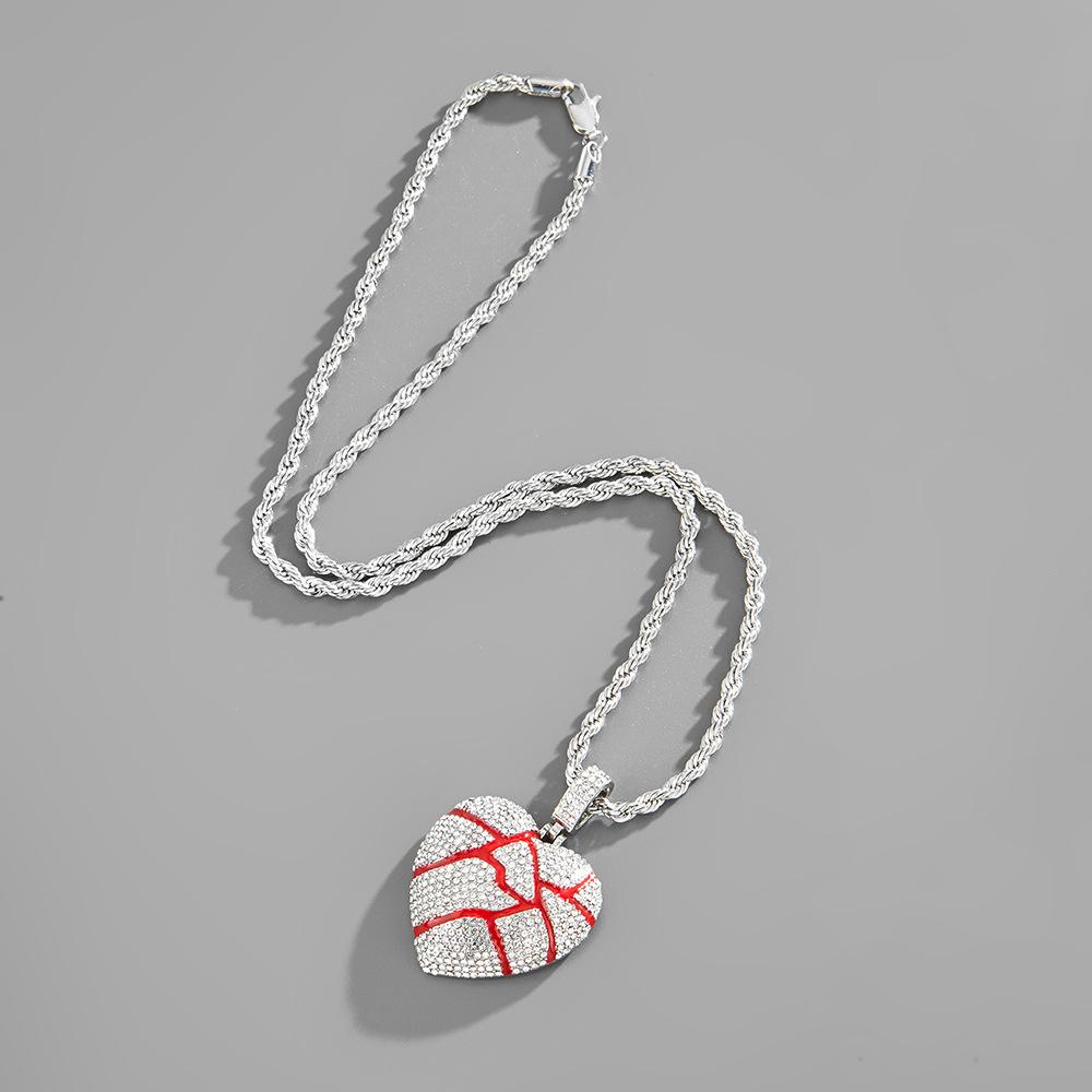 Hip-hop pendant heartbreak BrokeHeart personalized alloy diamond-studded couple's necklace, unique style trend