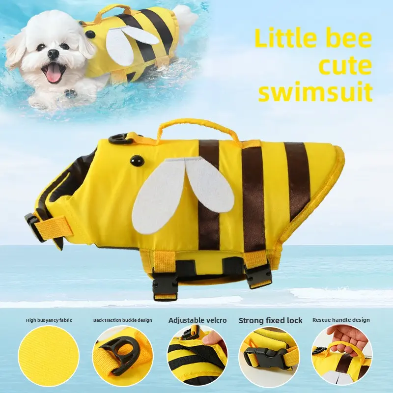 New High Buoyancy Dog Life Jacket, Adjustable Pet Swimming Safety Flotation Vest Summer Water Float Suit for Small Medium Dogs Teddy Bichon Frise Pool Beach Boating Pet Supplies