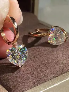 1 pair of fashionable new cubic zirconia shiny luxury four claw inlaid women's earrings