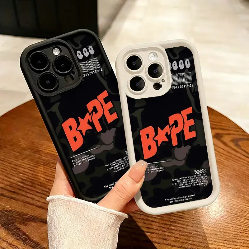 Bape Camouflage TPU Silicone Smartphone Case - Durable Streetwear Accessory with Protection, Shockproof Design for iPhone 17,16,15,14,13,12,11 Plus Pro Max - Cool Gift