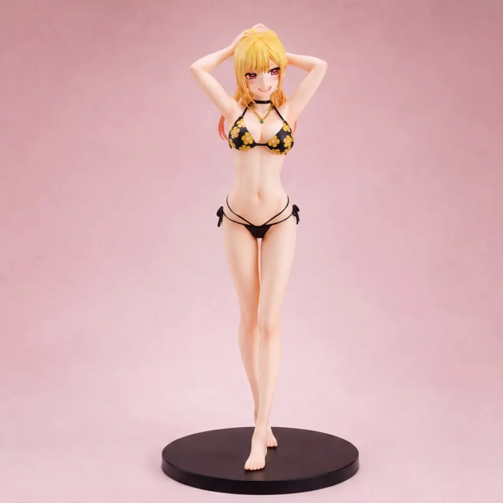 Kotoko Umi Swimsuit Standing PVC Figure, 24cm Height, Gradient Gold Hair, Bikini with Flowers, Gift Box, Anime Fan Collectible, Figurines Collectibles