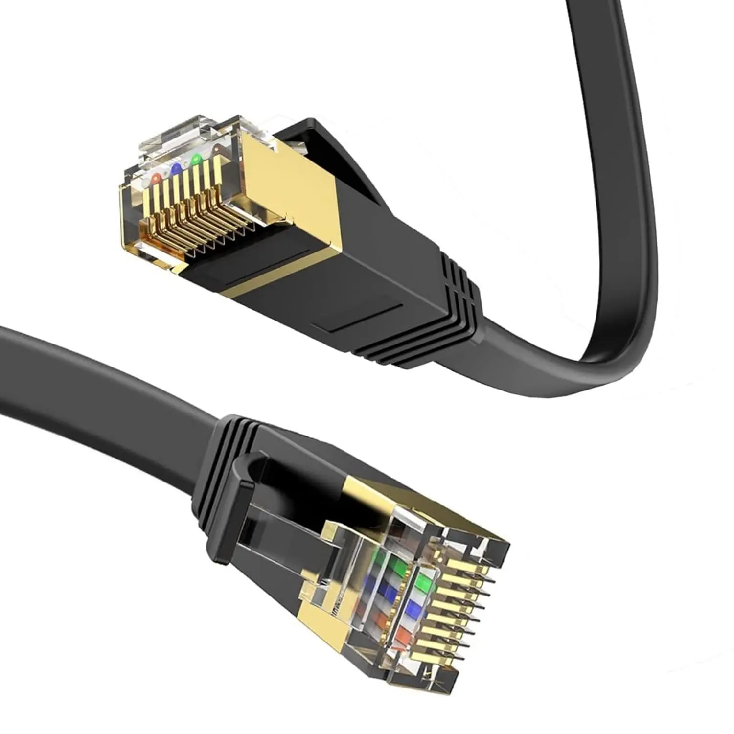 6 Ethernet  50 ft High Speed RJ45 Internet  for Outdoor & Indoor Support CAT6 Network Solid Slim Flat Black  LAN for PC
