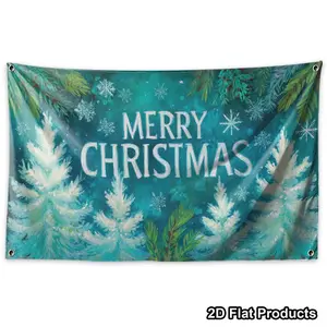 A 2D Flat Green Christmas Flag Measuring 3X5 Feet, Featuring a Snowflake And Christmas Tree Design, Perfect for Decorating Indoors And Outdoors During The Holiday Season. Ideal for Homes, Gardens, And Parties, This Seasonal Ornament Showcases a Chri