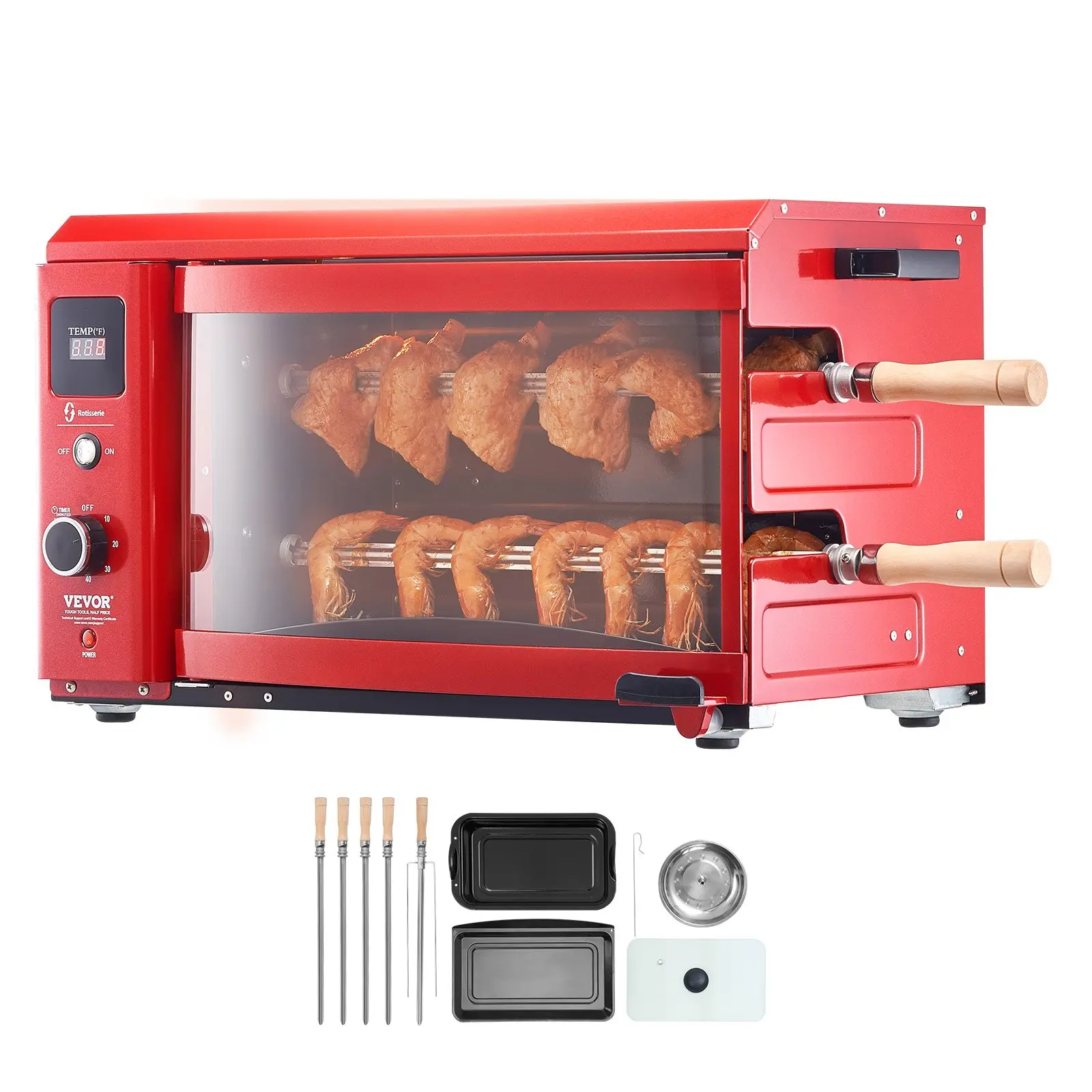 【Summerfinds】VEVOR Shawarma Grill Machine, 2 Strings of Barbecue Capacity, Chicken Shawarma Cooker Machine, Electric Broiler Gyro Rotisserie Oven Doner Kebab Machine, for Home Restaurant Kitchen Parties