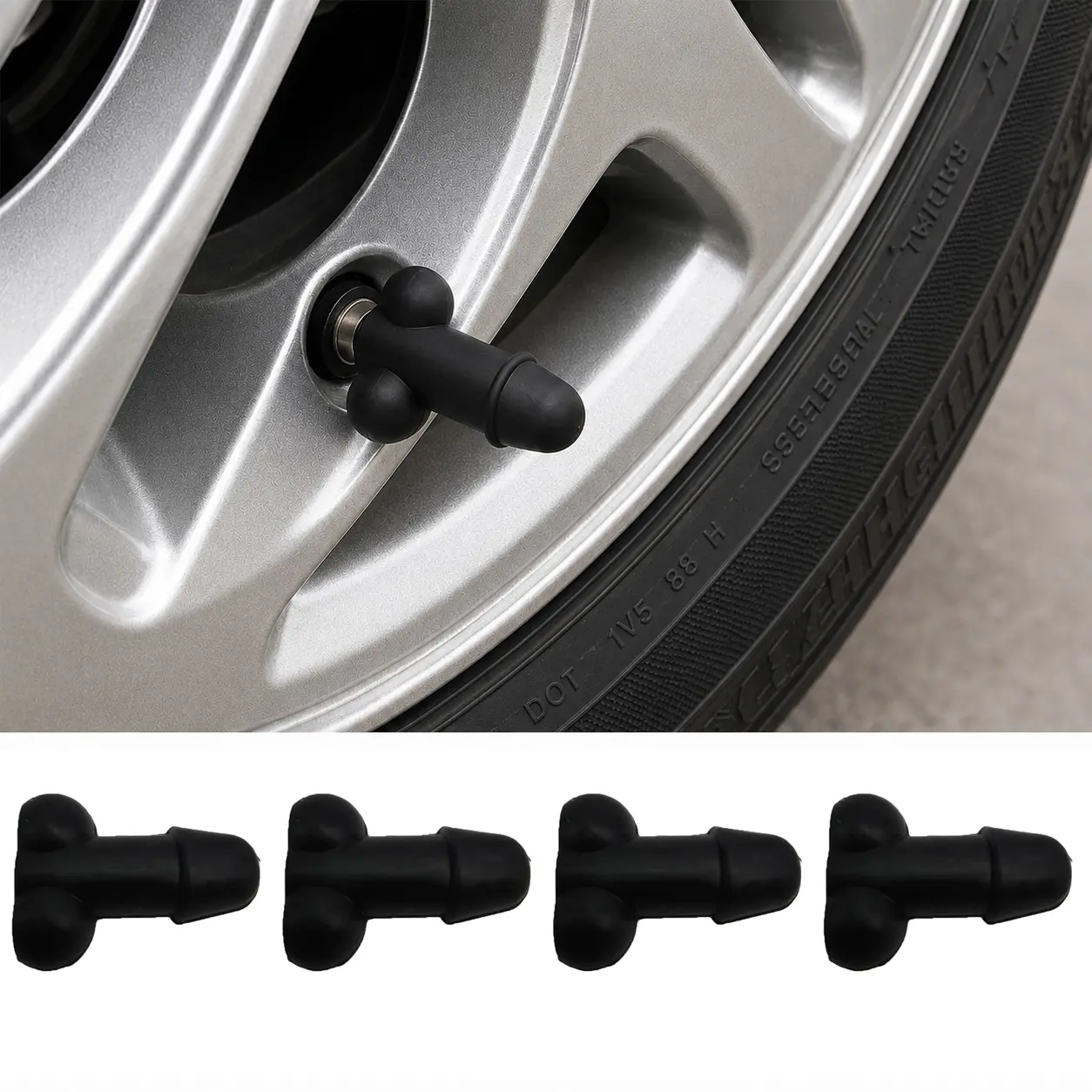 4PCS Funny Valve Stem Caps, Glow in the Dark Tire Valve Caps, Novelty Pencil Valve Stem Covers for Cars, Bikes & Motorcycles