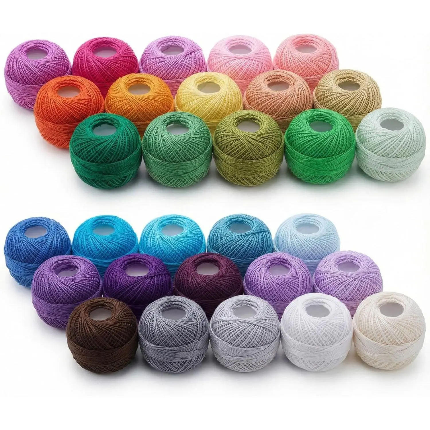 30 Pcs Size 8 Pearl Cotton Thread Balls Crochet Thread Set Soft Long Staple Mercerized 10 Grams for Crochet Cross Stitch Embroidery Friendship Bracelet DIY Craft (Rainbow Color)
