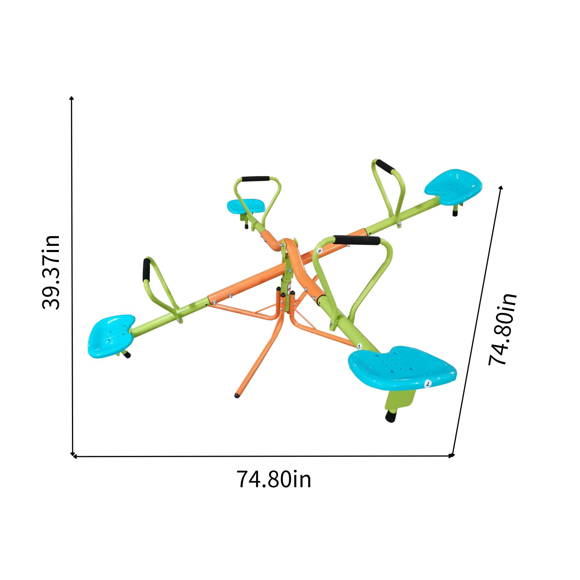ARCH XSS004 outdoor playground four seats seesaw for kids 360 degree rotating sturdy plastic seat seesaw for kids seesaw blue and green for kids age 3+    RR