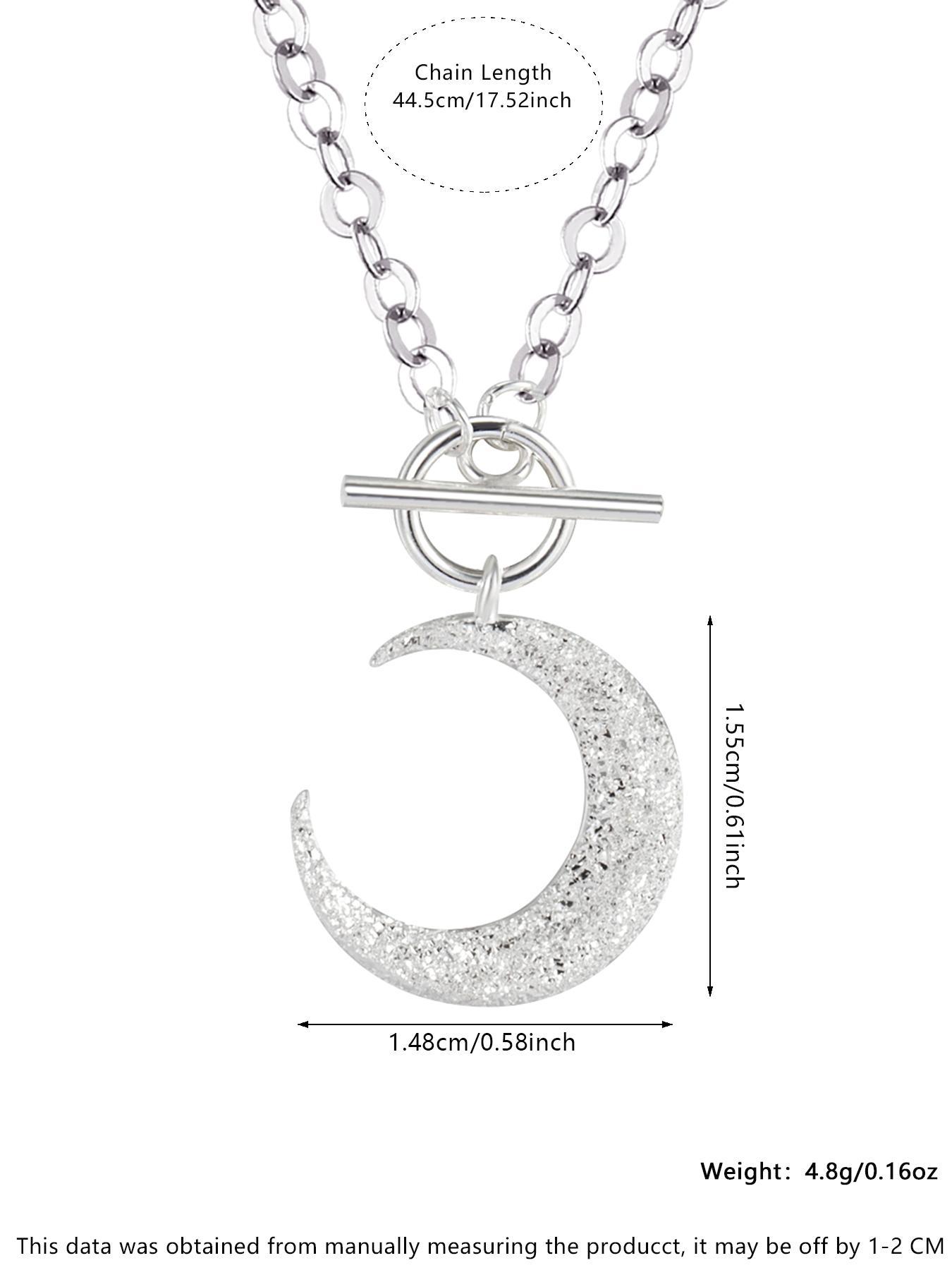 925 Sterling Silver Fashion Moon Design Pendant Necklace for Women & Girls, Fashion Jewelry for Party, Daily Decor, Trendy  Exquisite Jewelry for Birthday Gift