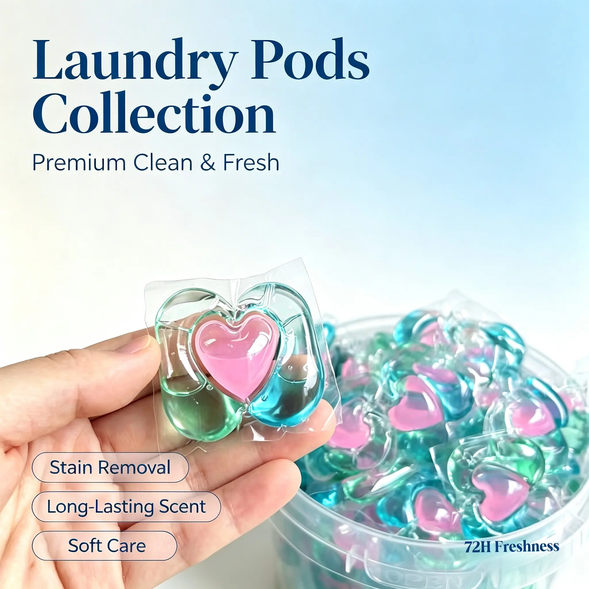 Heart Trio Laundry Pods  Scent Booster Laundry Capsules c Multi-Effect Laundry Detergent Beads Scented Laundry Detergent Floral Burst in Every Wash! Luxury Laundry Scent 🌸Microcapsule Technology Long-Lasting Fragrance Detergent Pods Travel Size