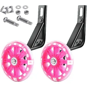 Training Wheels for 12 Inch Bike Heavy Duty Bicycle Auxiliary Wheel Flash Training Wheels, Anti-Slip Stable Auxiliary Silent Wheels for Variable Speed and Single Speed Bike, (Pink)