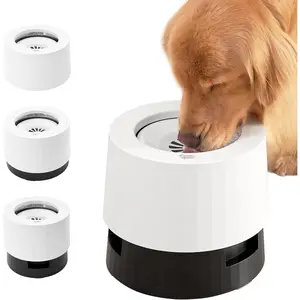 Pawque Raised 95oz Slow Drinking Dog Water Bowl No Spill for Medium Large Breed, Single Elevated Stainless Steel Water Bowl with Floating Disc, Stable Sturdy Base and Snap on Adjustable Height Stand