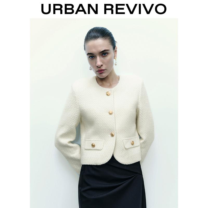 URBAN REVIVO Fashionable Tweed Jacket for Women UWG130014 Casual Outfit 2025 Women Clothing Girl Elegant Fashion Trendy and Versatile OOTD Outerwear Coats URBAN REVIVO Fashionable Tweed Jacket for Women UWG130014 Casual Outfit 2025 Women Clothing Girl Elegant Fashion Trendy and Versatile OOTD Outerwear Coats