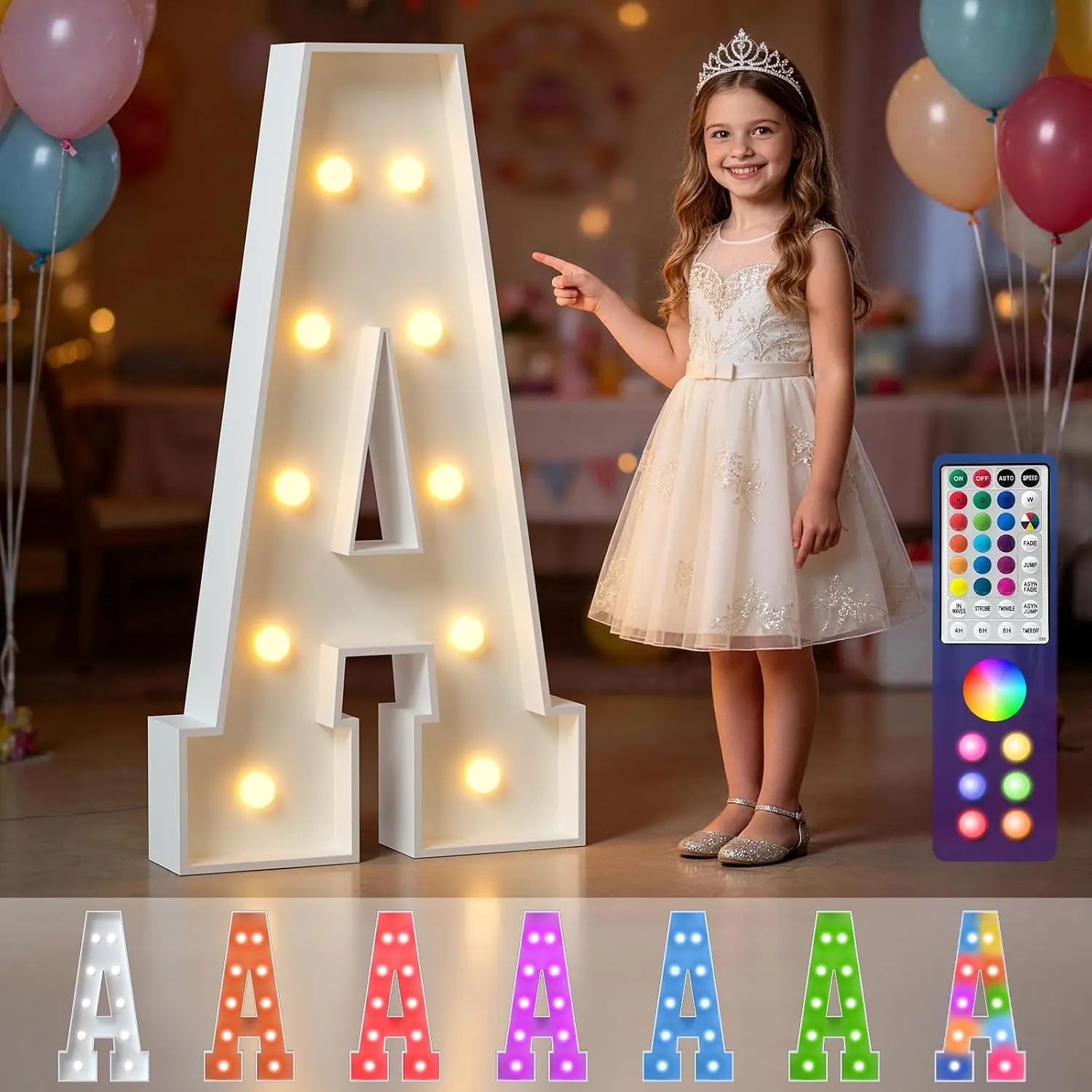 4ft Foam Board Light-Up Sign - Color-Changing LED Letter A, Letter M, Number 9, 18 Colors, Remote Control Glowing Photo Prop for Birthday, Wedding (Home & Festive Party Supplies)