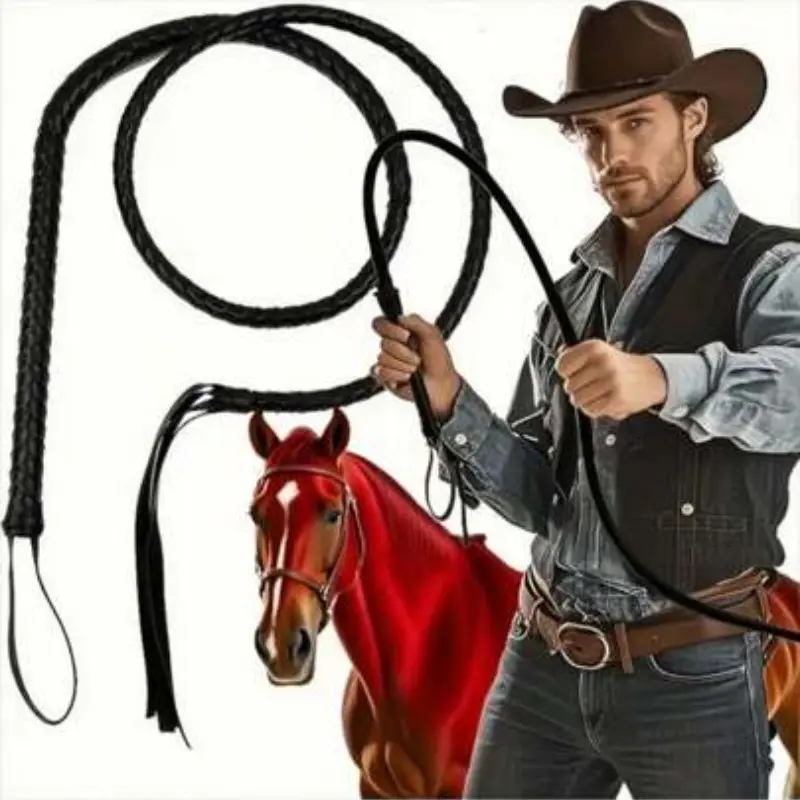 Western Farm Western Cowboy Whip, Leather Bullwhip, Halloween Party Supplies, Christmas and New Year Gifts, Equestrian Leather Crop/whip Practice