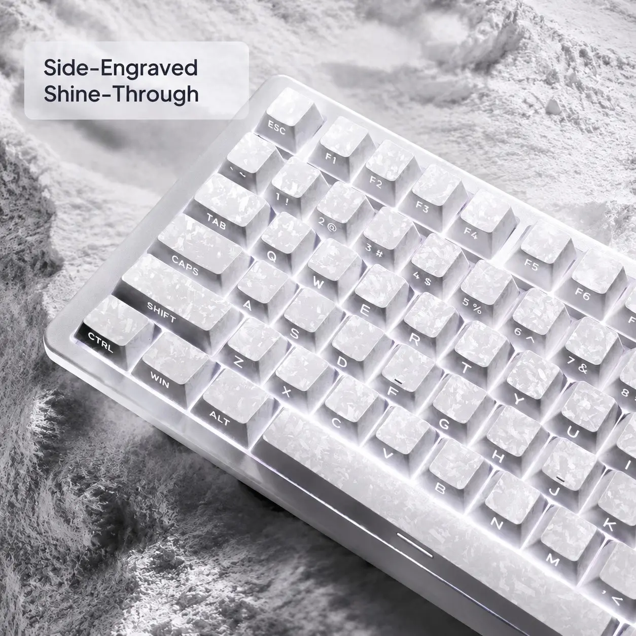 97-Key Carbon Fiber 2.0 Keycap Set, Pbt+PC Shine-Through Side-Engraved Keycaps, Durable Design for Mechanical Keyboards